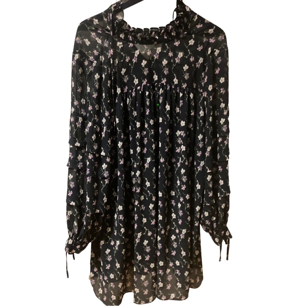 Black floral dress by NAKD with wrap tie details